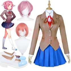 Game Natsuki Cosplay Costumes Doki Doki Literature Club! Natsuki Wig and School Uniforms DDLC Halloween Costume Schoolgirl Suits