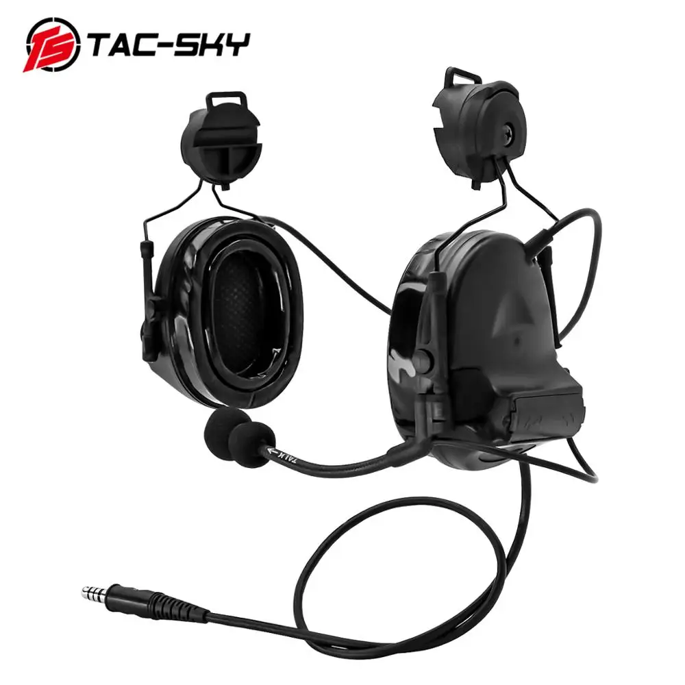 TAC-SKY tactical helmet ARC track bracket headset COMTAC II silicone protective earmuffs hunting noise reduction headset BK