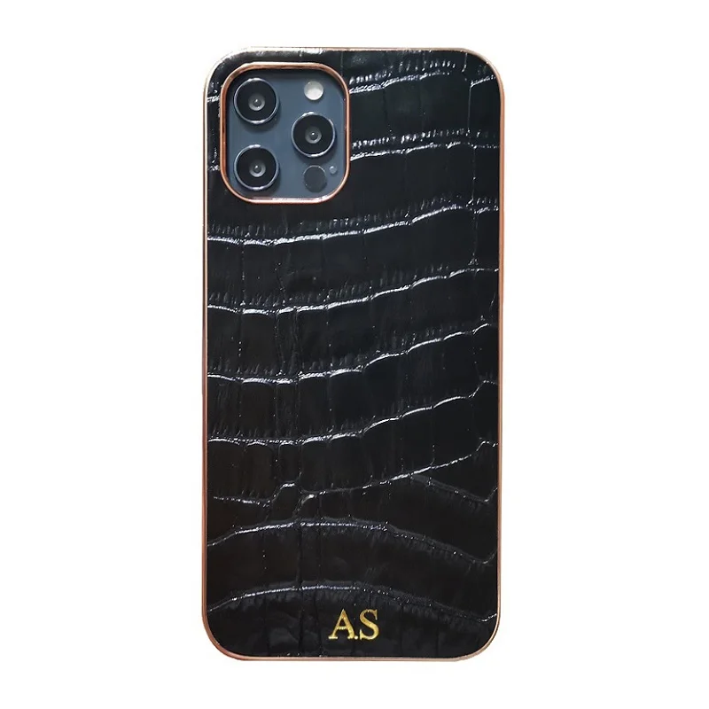 CUSTOM NAME Initials Letter Logo Genuiune Leather Case For iPhone 13 12 Pro Max Mini 11 Cover mobile phone accessory dropship