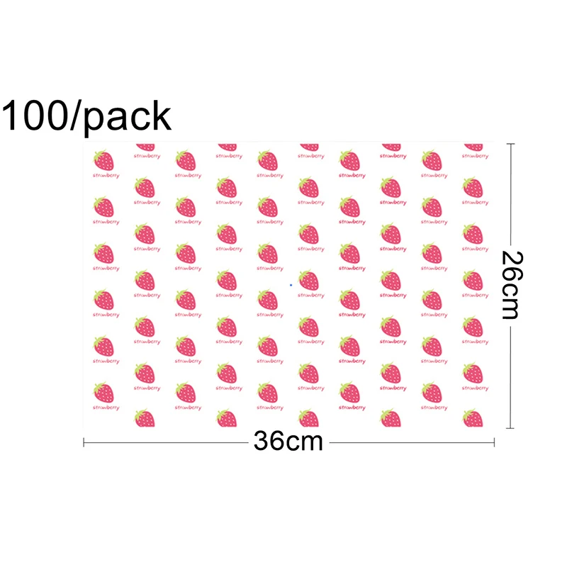 

Free Shipping - 100 Pieces x Party Catering Supplies, Cheese Take Out Strawberry Print Paper Food Wrap