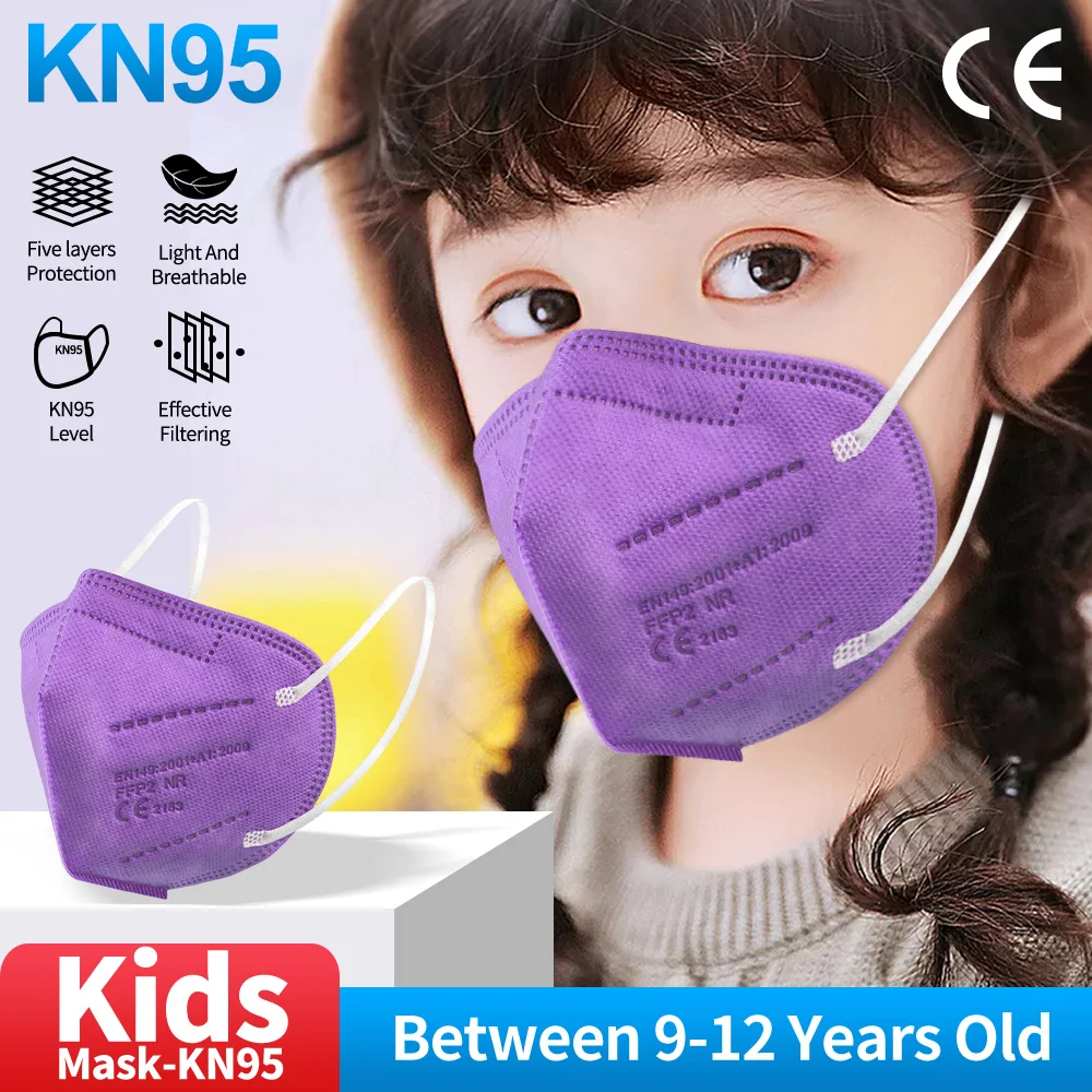 10-100PCS Color FFP2 Mask For Children Aged 9-12 Mascarillas KN95 Infantil 5 Ply Child FFP2mask Reusable Kids Face Masks Filter