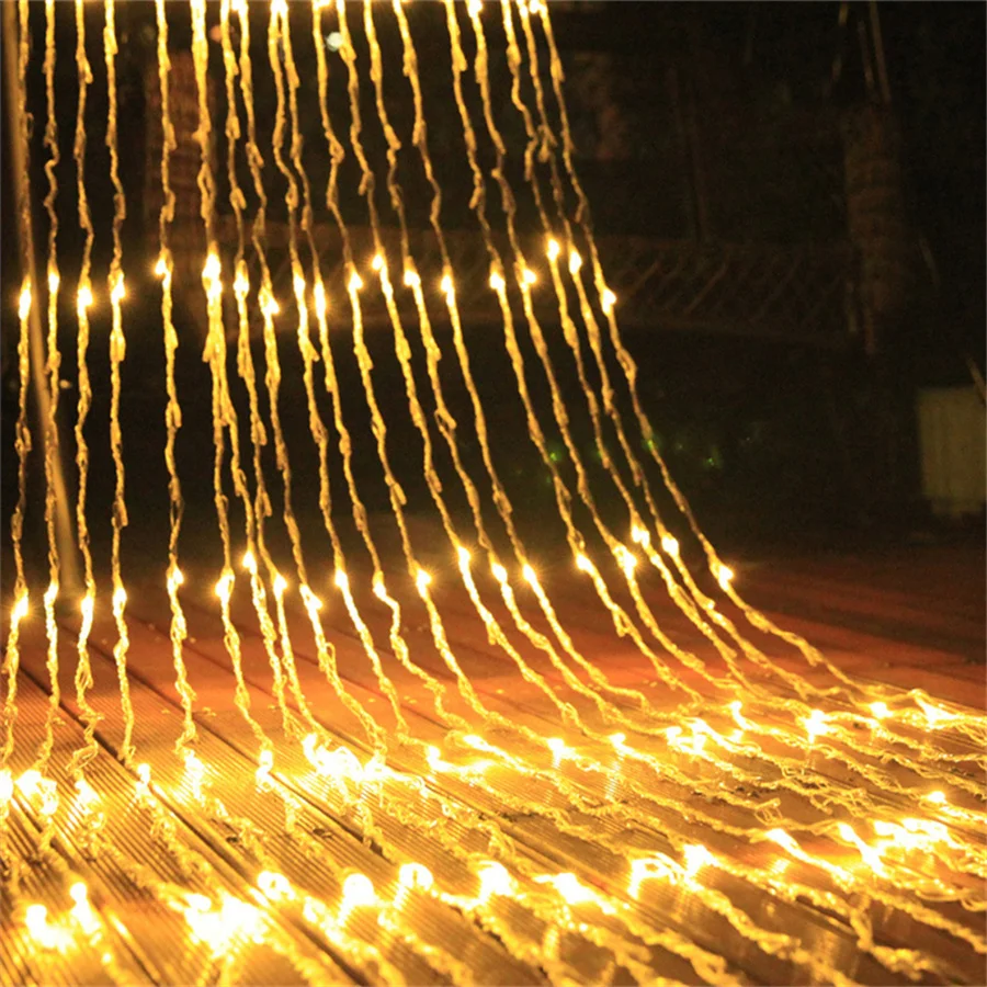 3X3M 3Ｘ2Ｍ LED Christmas Waterfall Fairy String Lights Meteor Shower Garlands Lamp For Window Curtain Wedding Party Holiday Decor