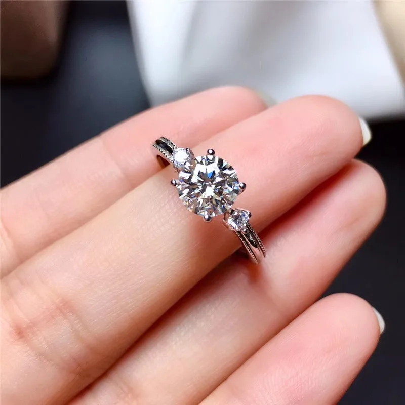 

LeeChee Moissanite Ring for Women Birthday Gift 1CT VVS1 6.5MM Lab Diamond with Certificate Real 925 Solid Sterling Sliver