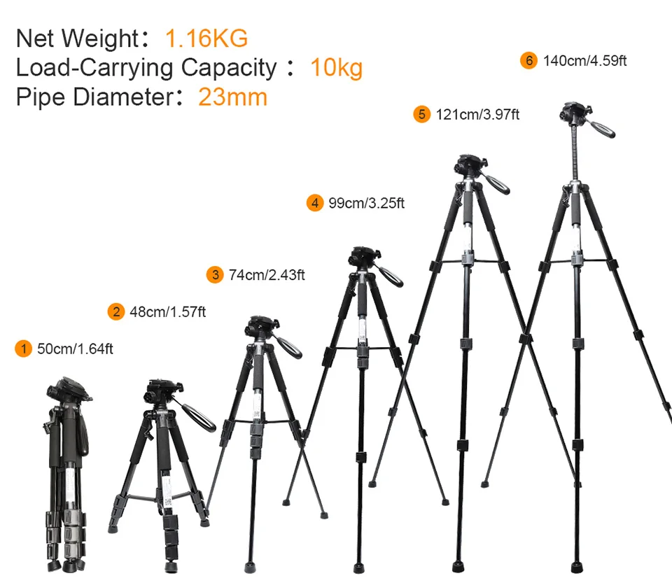 Huepar Multi-function Travel Camera Tripod 56\