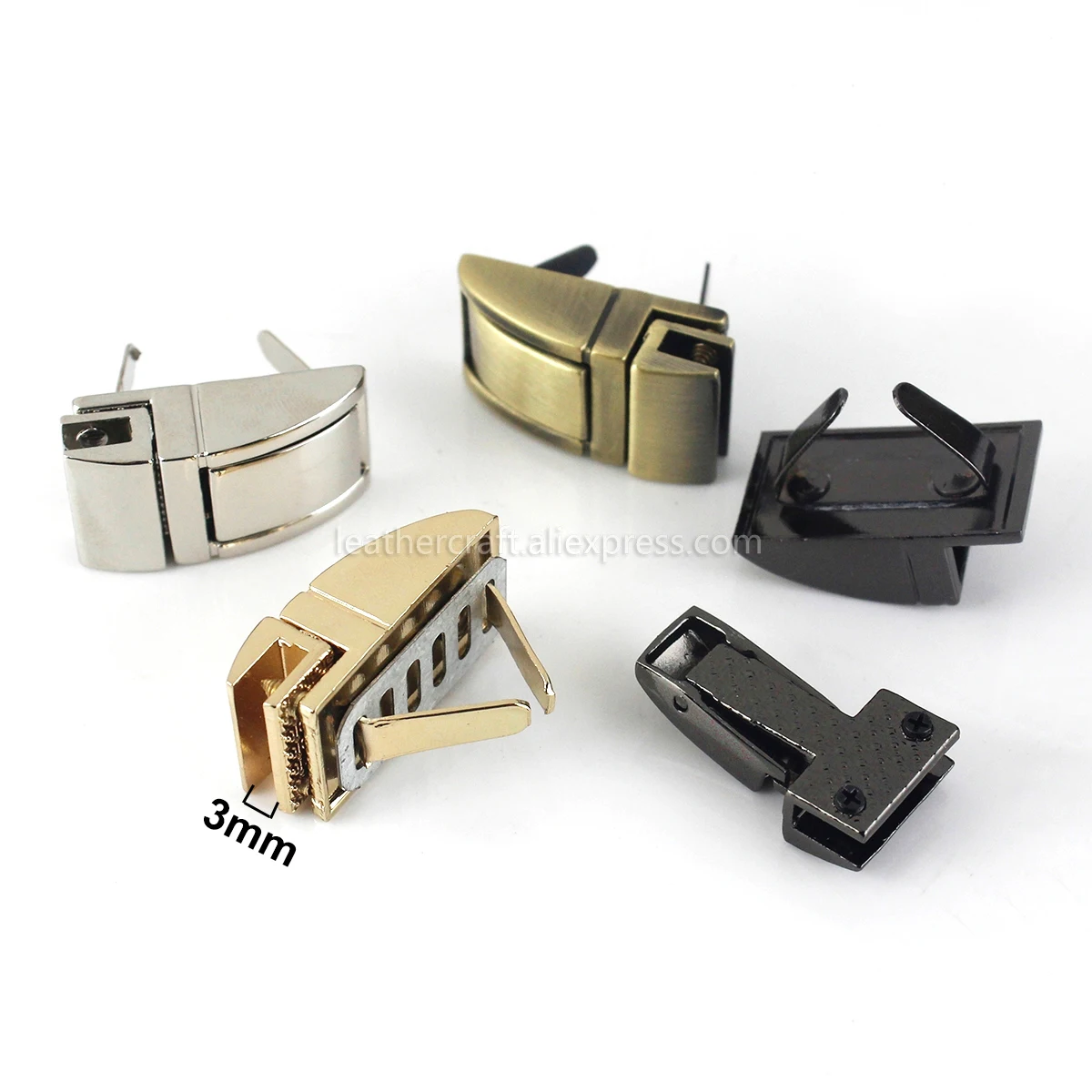 1pcs Metal Press Push Lock Bag Briefcase Spring Lock Snap Decorative Clasps Closure Leather Craft Diy Hardware Accessory