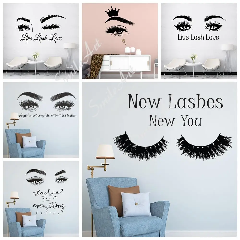 New Design Eye lashes Wall Stickers Personalized Creative Living Room Bedroom Removable Decor Wall Decals