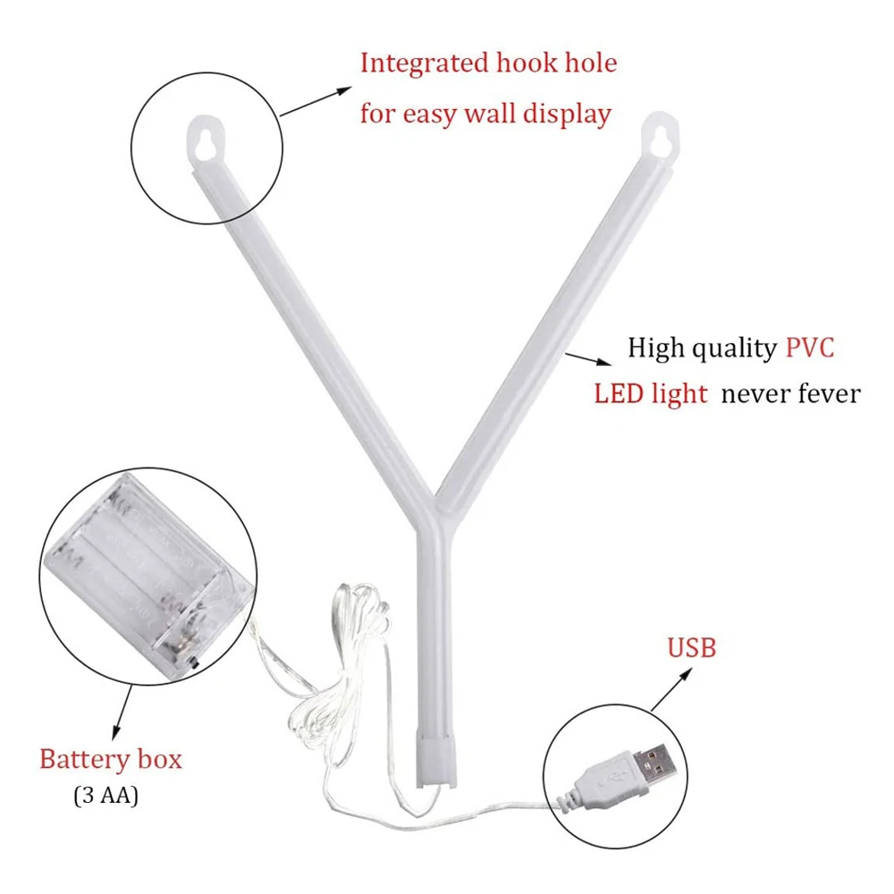 Luci per lettere a Led batteria al Neon fai-da-te e alimentatore USB parete per camera da letto interna decorazione per appendere a parete con marchio di parole di natale