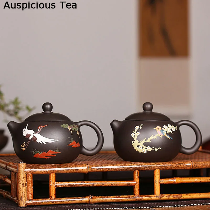 

200ml Boutique Yixing Purple Clay Teapots Raw Ore Black Mud Xishi Teapot Zisha Filter Beauty Kettle Home Tea Set Accessories