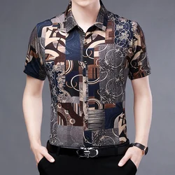 European Style Streetwear Fashion Handsand Men Short Sleeve Shirt Summer New High-Quality Icy Cool Luxury Camisa Masculina M-3XL