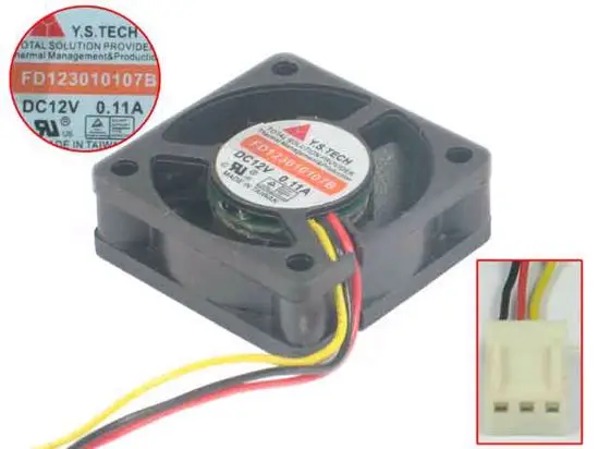 Y.S TECH FD123010107B Server Cooling Fan DC 12V 0.11A 30x30x10mm 3-Wire