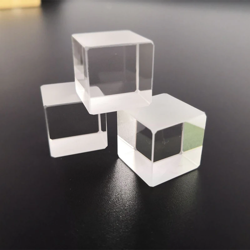 10*10*10 มม.แก้ว N-BK7 Splitter Prism Beamsplitter T: R = 50/50 @ 400-700nm ไม่มี Polarizing Splitter Cube Prisma NBS