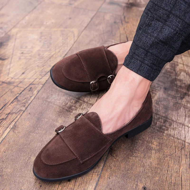 Double Monk Strap Shoes Brown Dress Loafers Men Dress Shoes Italian Wedding Dress 2021 Coiffeur Office Shoes Men Formal Dress