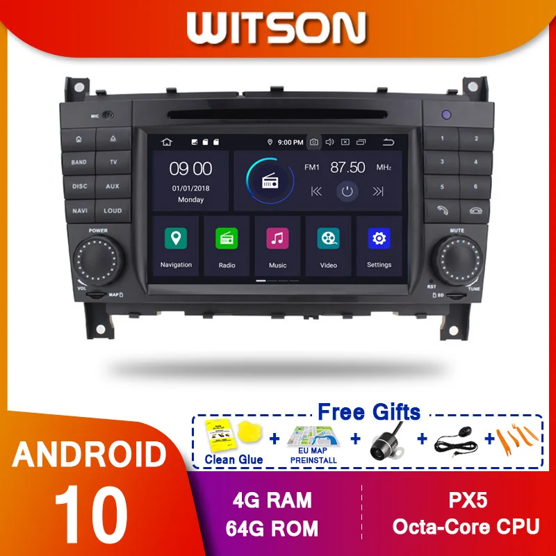 

WITSON Android 10,0 Восьмиядерный автомобильный Dvd GPS плеер для MERCEDES-BENZ C класс IPS сенсорный монитор Автомобильная аудиосистема мультимедиа