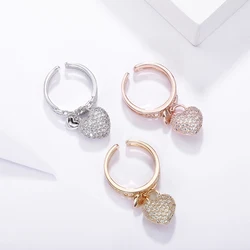 New Cute Heart Chram Zircon Rings For Women Silvery Gold Engagement Promise Ring Female Wedding Jewelry Gifts 2022