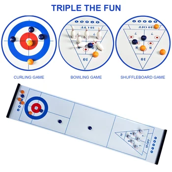 탁상 컬링 볼링 게임 셔플보드 세트, 3 in 1 보드 게임, 가족 모임, 레저 게임