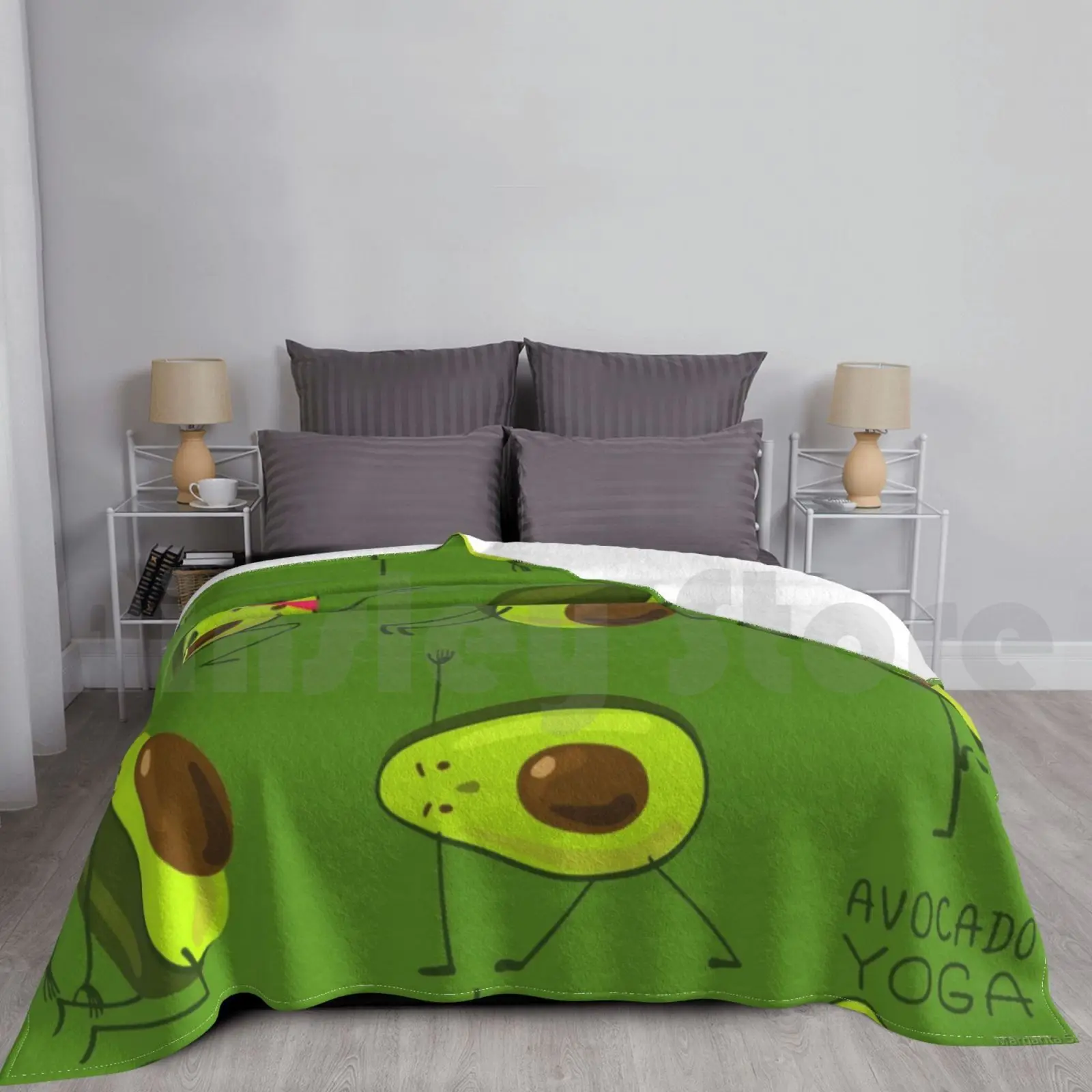 Avocado Yoga Blanket Fashion Custom Avocado Yoga Om Sport Lifestyle Vegan Green Cartoon Avocado Yoga Avocado