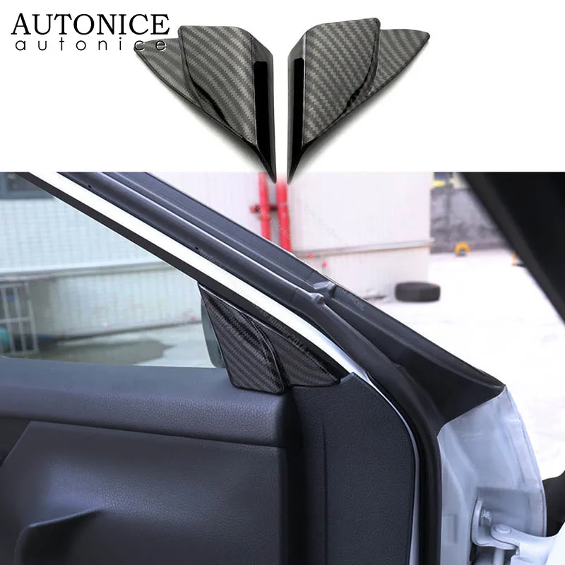 2pc Carbon fiber grain ABS Door A Pillar frame Cover Trim fit For toyota Camry 2018-2019