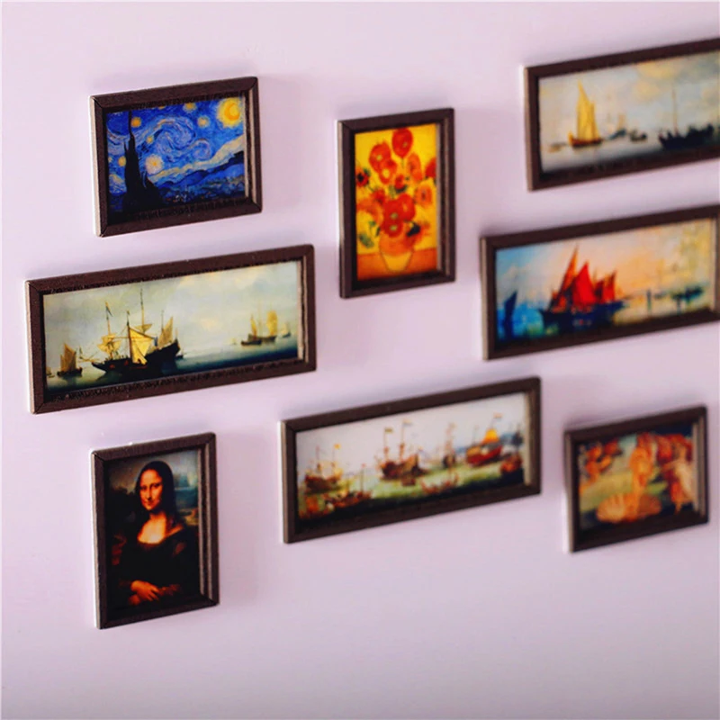 1:12 Dollhouse Miniature Photo Frame Oil Painting Wall Painting Furniture Decorative Toy Doll House Accessories