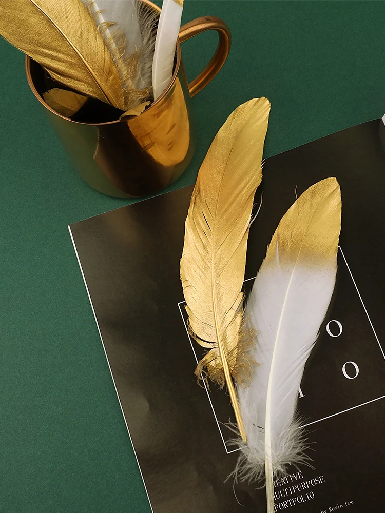 INS Style Photography Accessories Golden Feather Desktop Fotografia Interior Plume Decoration Background Props For Studio Photo