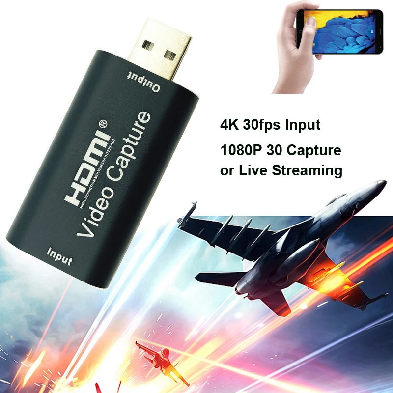 Tarjeta de captura de vídeo HDMI, dispositivo de captura de juegos USB 2,0, caja de grabación de Streaming en vivo para PC, PS4, cámara HD