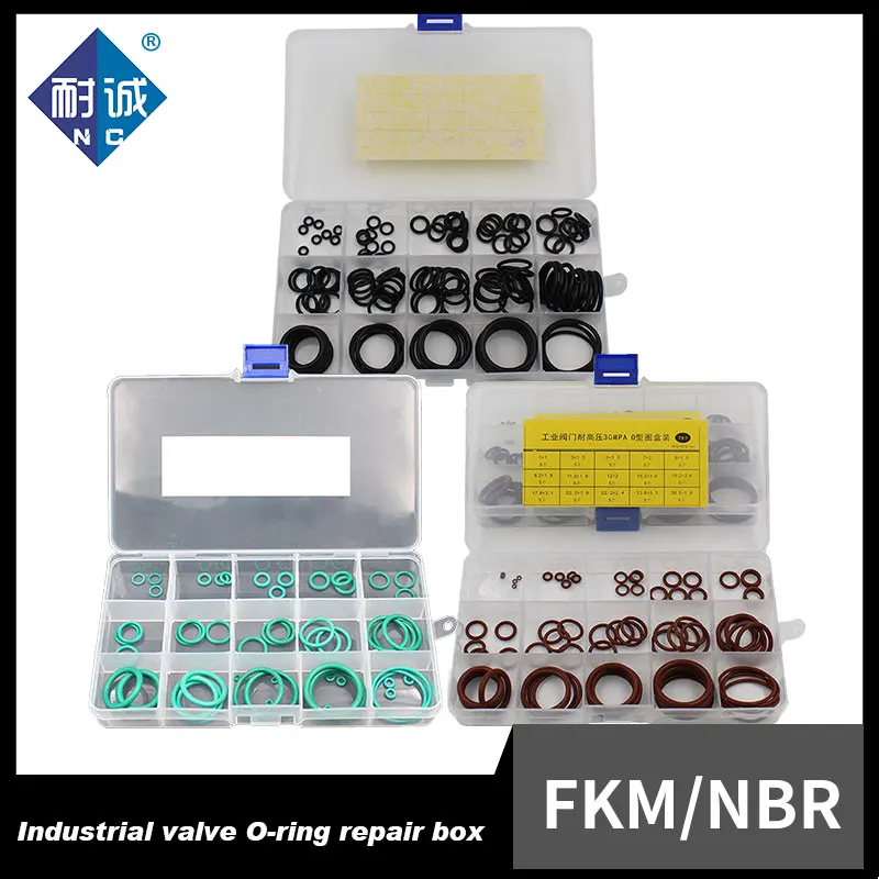 

Industrial Valve Sealing O-ring Nitrile fluorine Rubber Assortment 15Size O ring NBR/FKM Seal Washer General valve set Kit Box