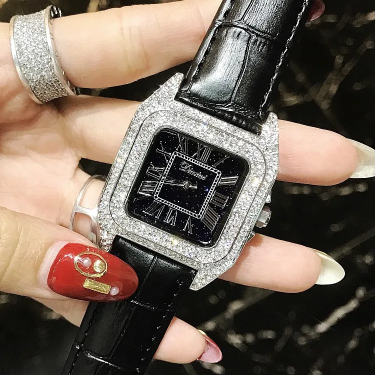 High Quality Fashion Square Women Watches With Rhinestone Top Brand Luxury Watch Women Rome Scale Elegant Ladies Watch