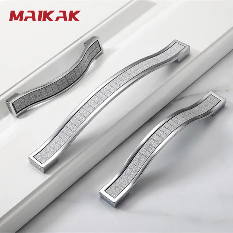 MAIKAK Zinc Alloy Crystal Glass Handles Cupboard Pulls Drawer Knobs Kitchen Cabinet Handles Furniture Handle with Crystal