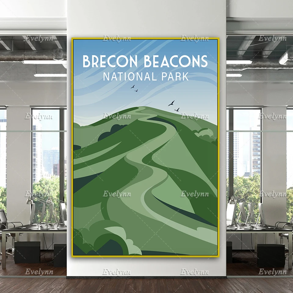 Brecon Beacons Travel Poster, Brecon Beacons Travel Print, Brecon Beacons Wall Art,Home Decor Canvas Unique Gift