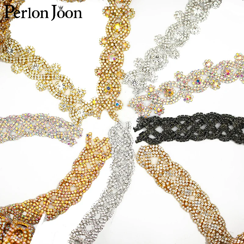 5 Yards/roll Wholesale AB Crystal Chain Classic Weave X-shaped Rhinestone Trim Ribbon Wedding Dress Decoration Accessories