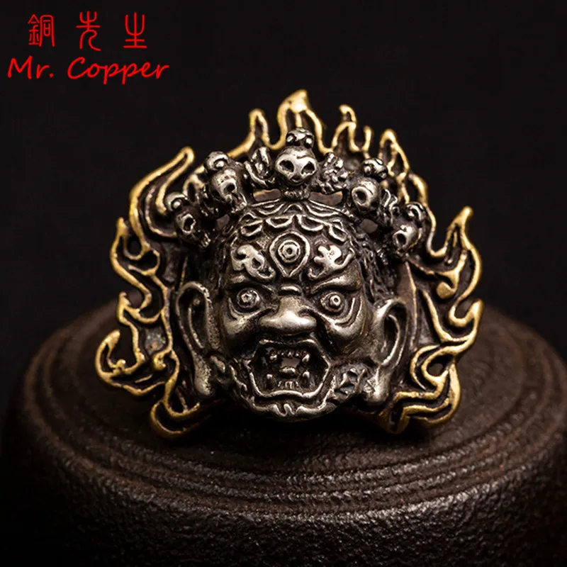 DIY Angry Buddha Skull Face Brass Screws Rivet Button Leather Bag Wallet Chains Garment Decorations Punk Retro Buckles Connector