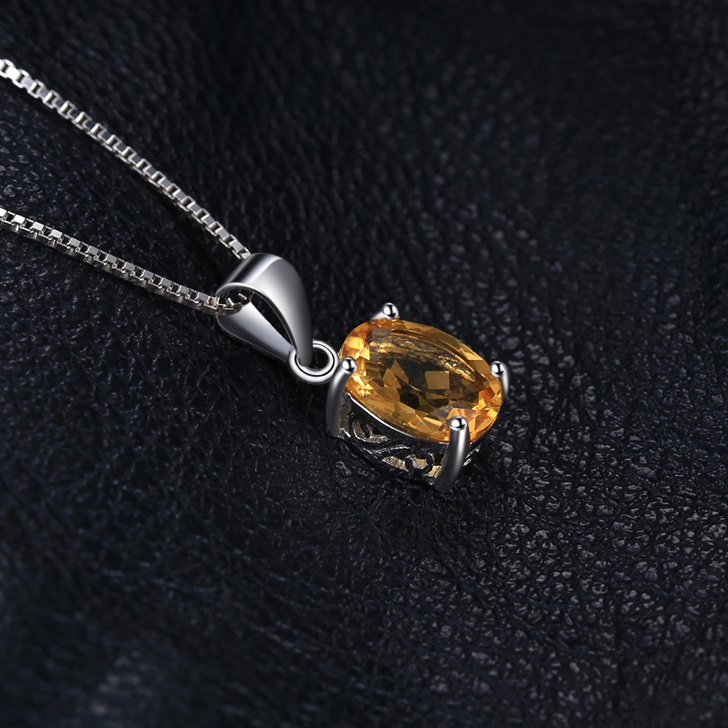 JewelryPalace Oval Yellow Genuine Natural Citrine 925 Sterling Silver Pendant Necklace Gemstone Necklace for Women No Chain