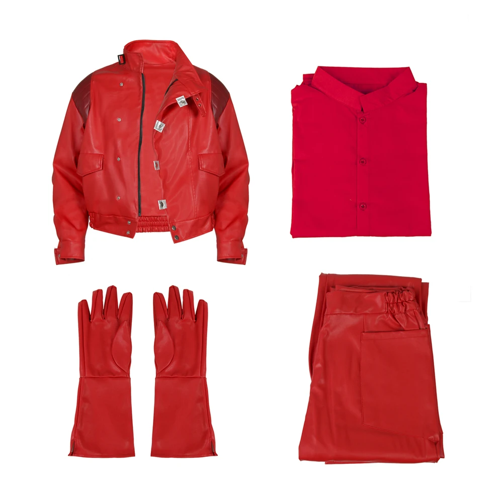 Anime AKIRA Shotaro Kaneda Cosplay Costume Full Set PU Red Motorcycle Uniform Halloween Fancy Cosplay Outfits