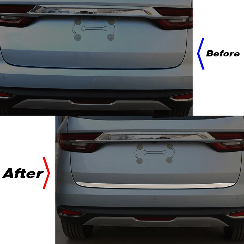 Hivotd For Geely Atlas Emgrand NL-3 Proton X70 Car Tail Door Strip Trim ABS Chrome Rear Trunk Cover Sticker Exterior Accessories