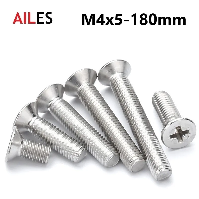 M4 Cross Recessed Countersunk Screws 304 Stainless Steel Phillips Flat Head Machine Bolts 5 6 8 10 18 20 45 50 110 140 150 180mm