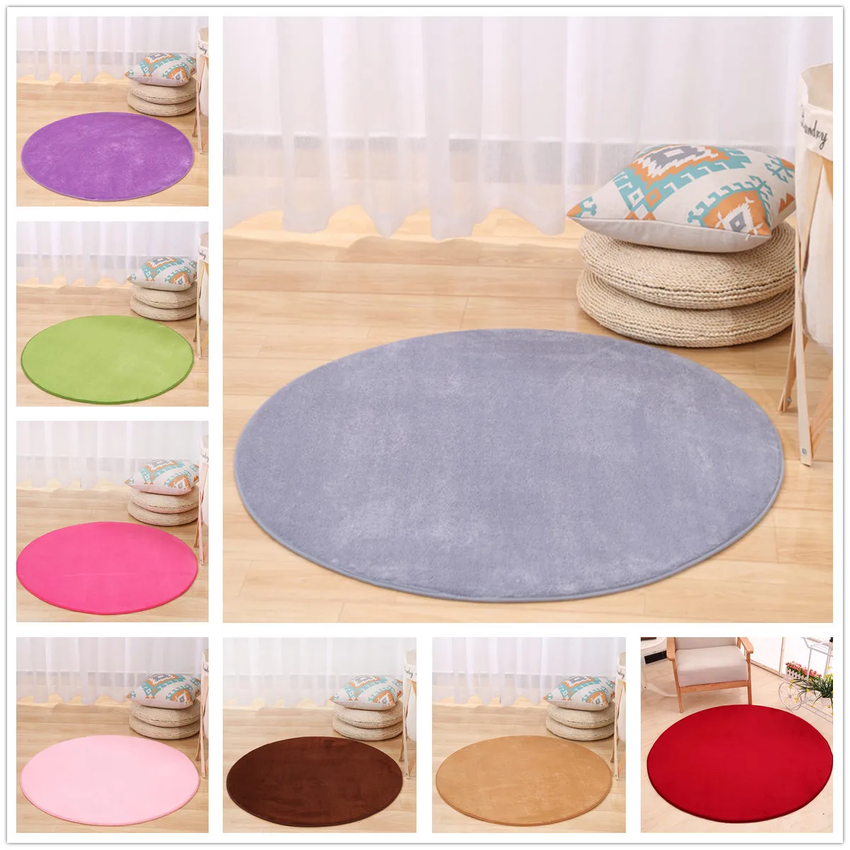 Gray/Coffee/Green Round Carpet Chair Mat Living Room Area Rug Bedroom Rug  Memory Foam Yoga Coffee Table Mats Bath Doormat