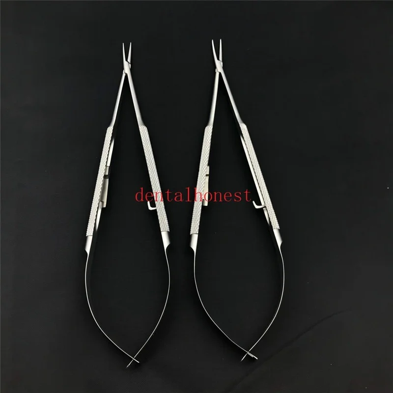 Dental Orthodontic Castroviejo Needle Holders 18/16/14/12.5cm Straight /Curved Head Ophthalmic Eye instrument