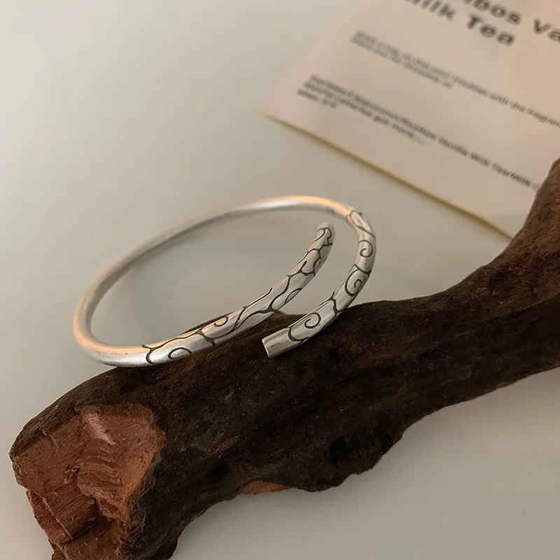 

LIVVY New Silver Color Irregular Stripe Geometric Bracelet For Women Creative Vintage Open Adjustable Bangles