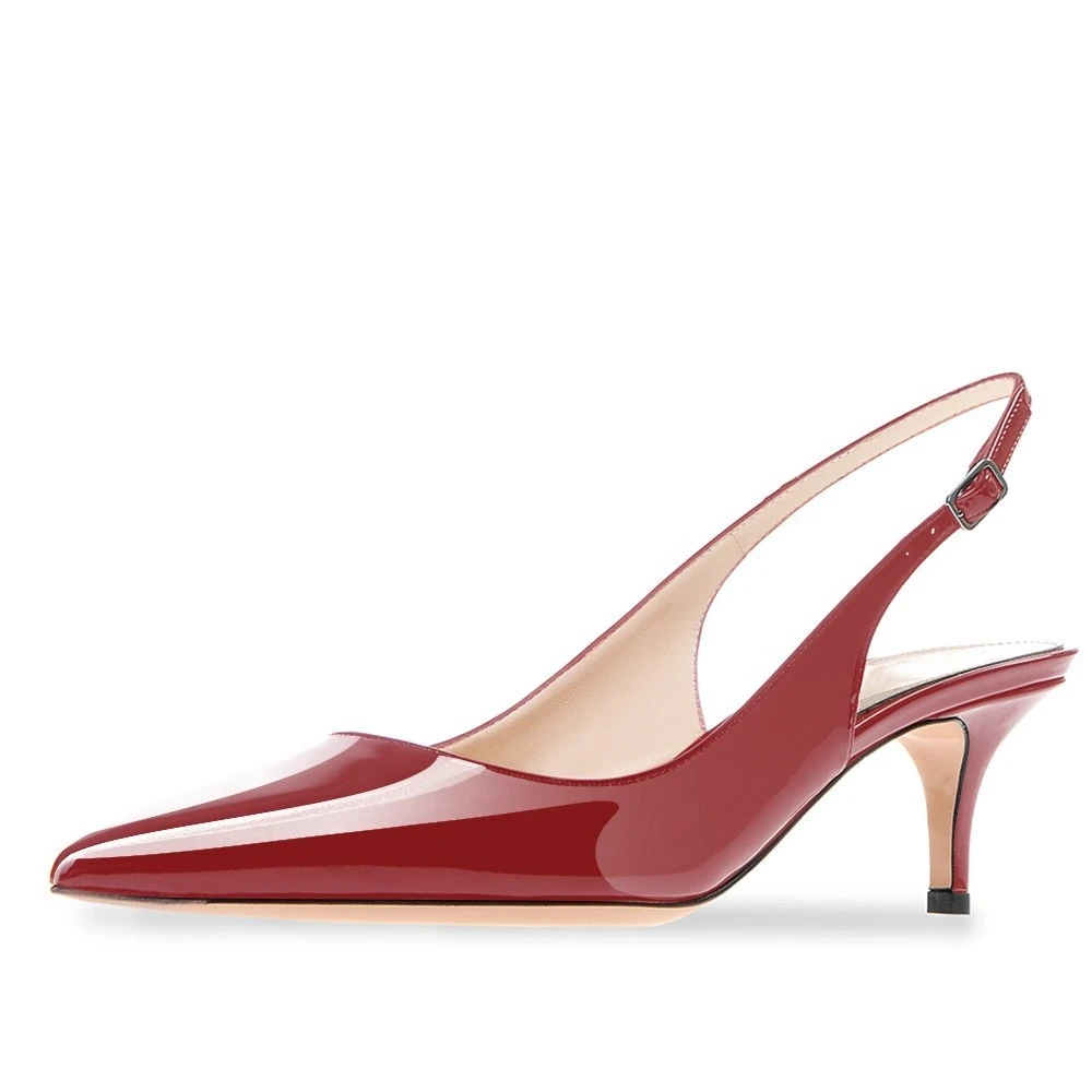 Onlymaker donna Slingbacks a molla 6cm décolleté con tacco alto décolleté in pelle verniciata a punta di grandi dimensioni sandali con tacco medio