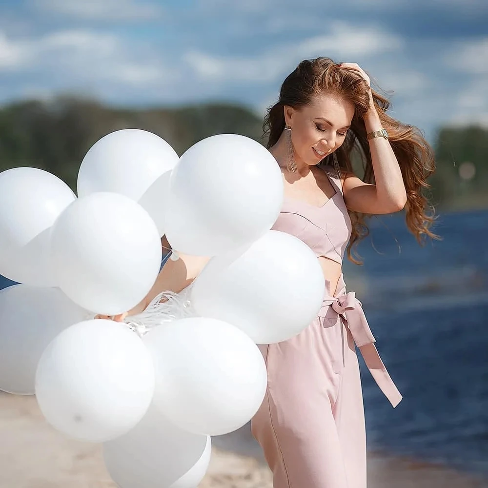 5/10/12/18/36 Zoll weißer Latexballon Babyparty Hochzeitsdekoration Kugeln Bogen Hintergrund Fotografie Geburtstag Party Dekor Globos