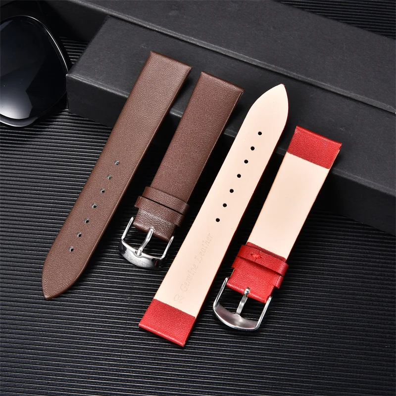 Ultra-thin Soft Calfskin Leather Watch Straps 16mm 18mm 20mm 22mm Watch Accessories Women Men Simple Business Watchbands