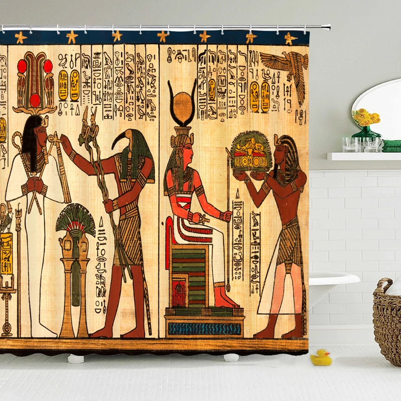 African Culture Shower Curtain Decor For Bathroom Polyester Waterproof Fabric Shower Curtains Egypt Pharaoh Bath Screen