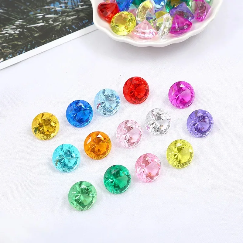 20MM Faux Diamond Jewels Treasure Chest Pirate Acrylic Crystal Gems Filler Toys Props Party Favor Confetti Wedding Decorations