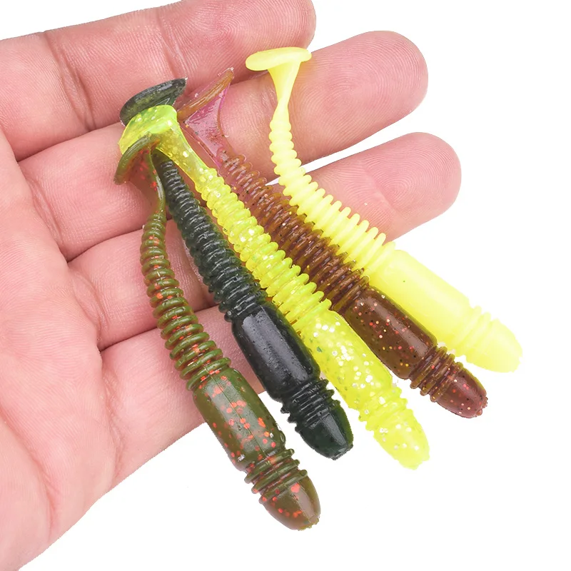 5pcs/Lot Fishing Shrimp Smell Worms Soft Lures Jigging Wobblers 7.5cm 3.2g Swimbaits With Salt Silicone Artificial Baits Tackle