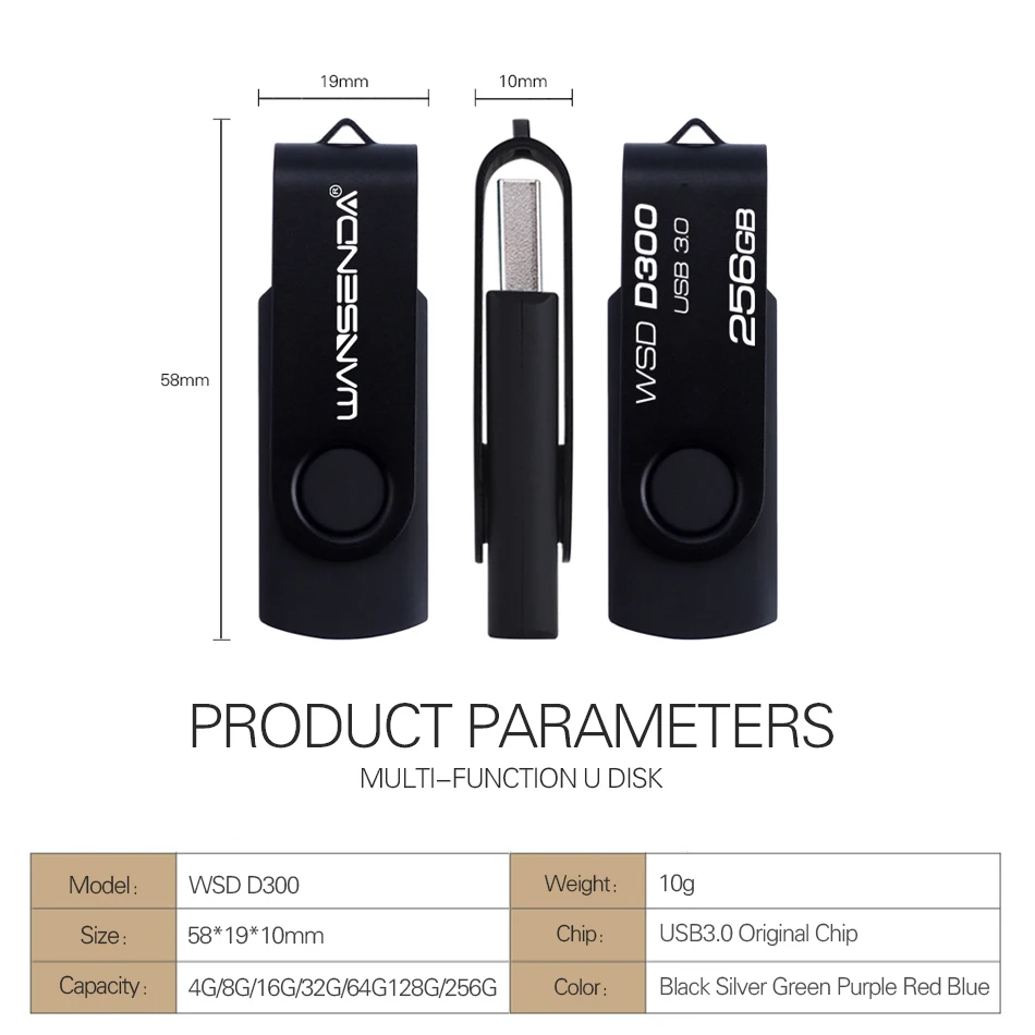 WANSENDA หมุน USB แฟลชไดรฟ์256GB 128GB ไดรฟ์ปากกา8GB 16GB 32GB 64GB USB 3. 0แฟลชไดรฟ์ความเร็วสูง Pendrive