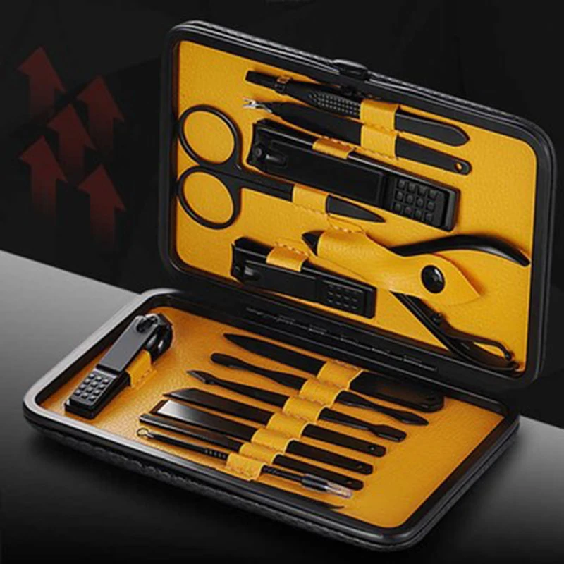 15 pçs conjunto de manicure de aço inoxidável doméstico kit de manicure de aço inoxidável cortador de unhas limpeza de cutícula ferramentas de cuidados de pedicure