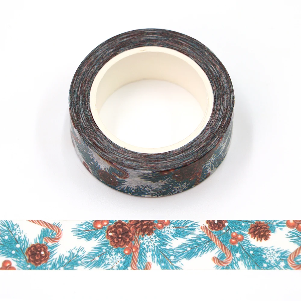 NEW 10PCS./Lot Decorative Pine Needles And Candy Christmas Washi Tapes DIY Journaling Adhesive Masking Tape Cute Papeleria