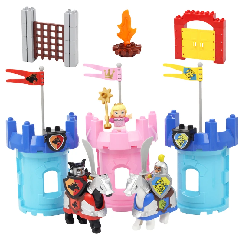 Castle Scenes Big Building Blocks Assemble Accessories Compatible Brick Fort Tower Set Princess Knight War Diy Toys For Children