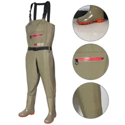 PVC Fly Fishing Waders Chest Waders Durable Outdoor Fish Overalls Pants Lure Adult Men Women River Waterproof Adjustable  Boots