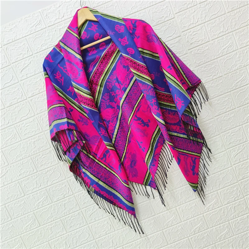 Ethnic Style Big Square Scarf Style Scarf Shawl Female Autumn And Winter Warm Travel Super Large Seven-Color Shawl Шарфы Женские