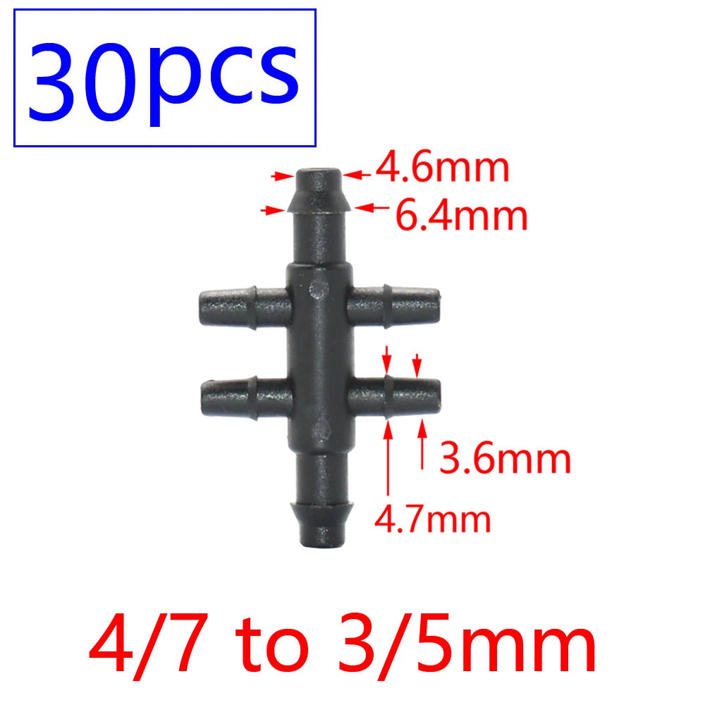 Irrigation Sprinkler 1/8 1/4 Inch Double Barbed Tee Single Elbow Water Pipe Connector Fitting Repair for 3/5 4/7mm Hose Coupler